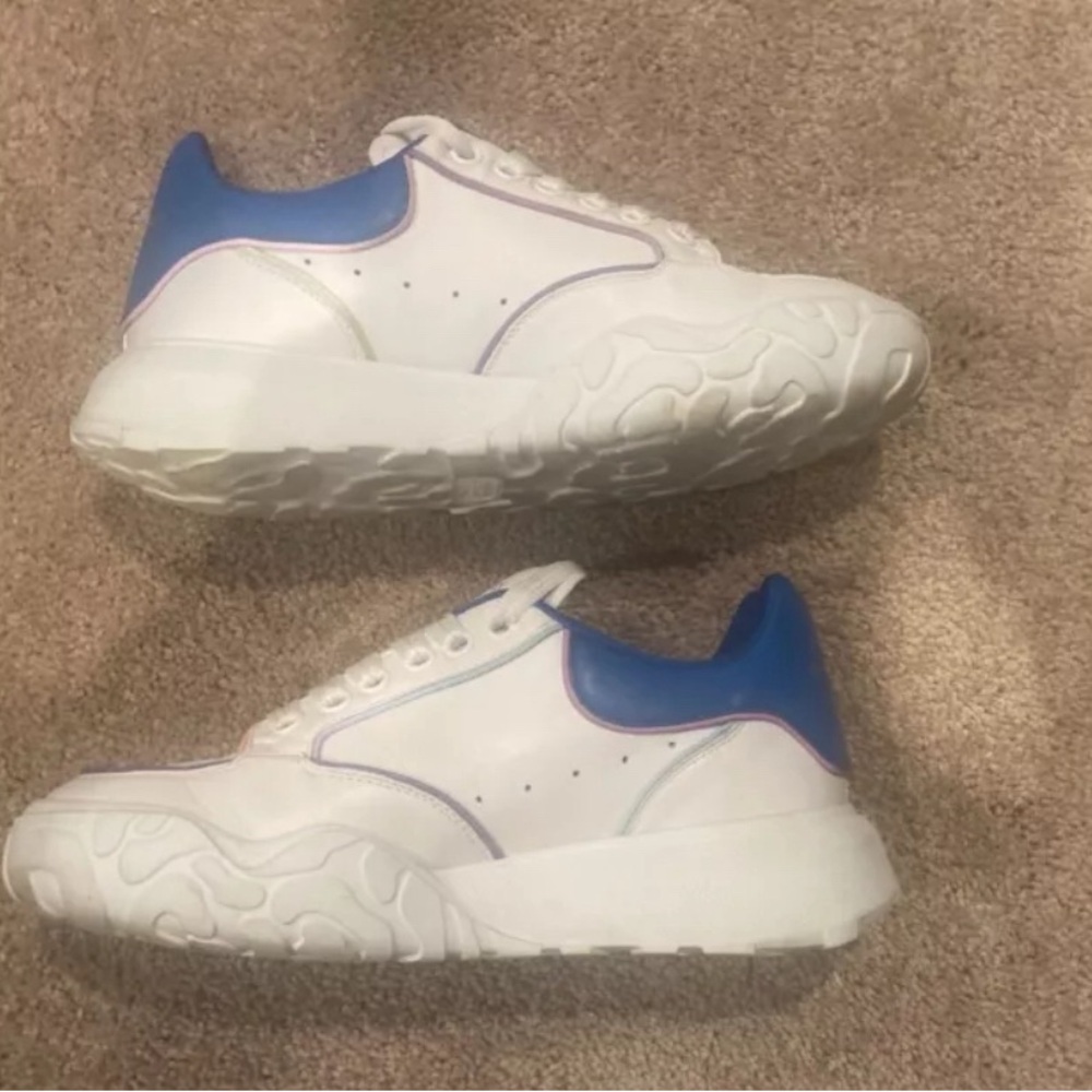 Stylish White and Blue Sneakers